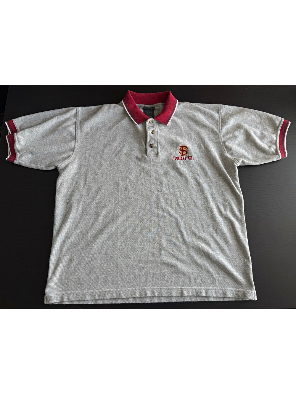 VTG Pro Edge Florida State Seminoles 90’s Polo Shirt Mens Large Gray FSU NCAA